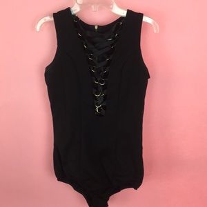 Black lace up Bodysuit